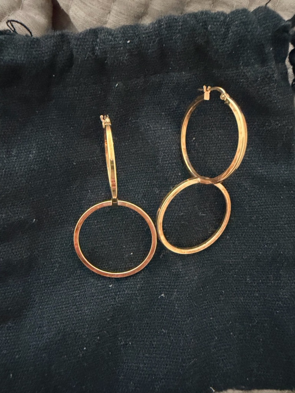 Gold Double Hoop Drop Earrings - Elegant Women's Jewelry
